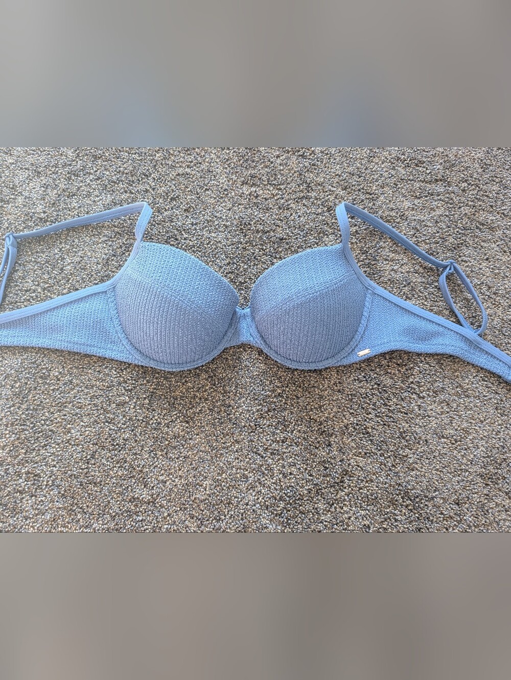 PINK Victoria's Secret Crinkle Blue Bikini Top